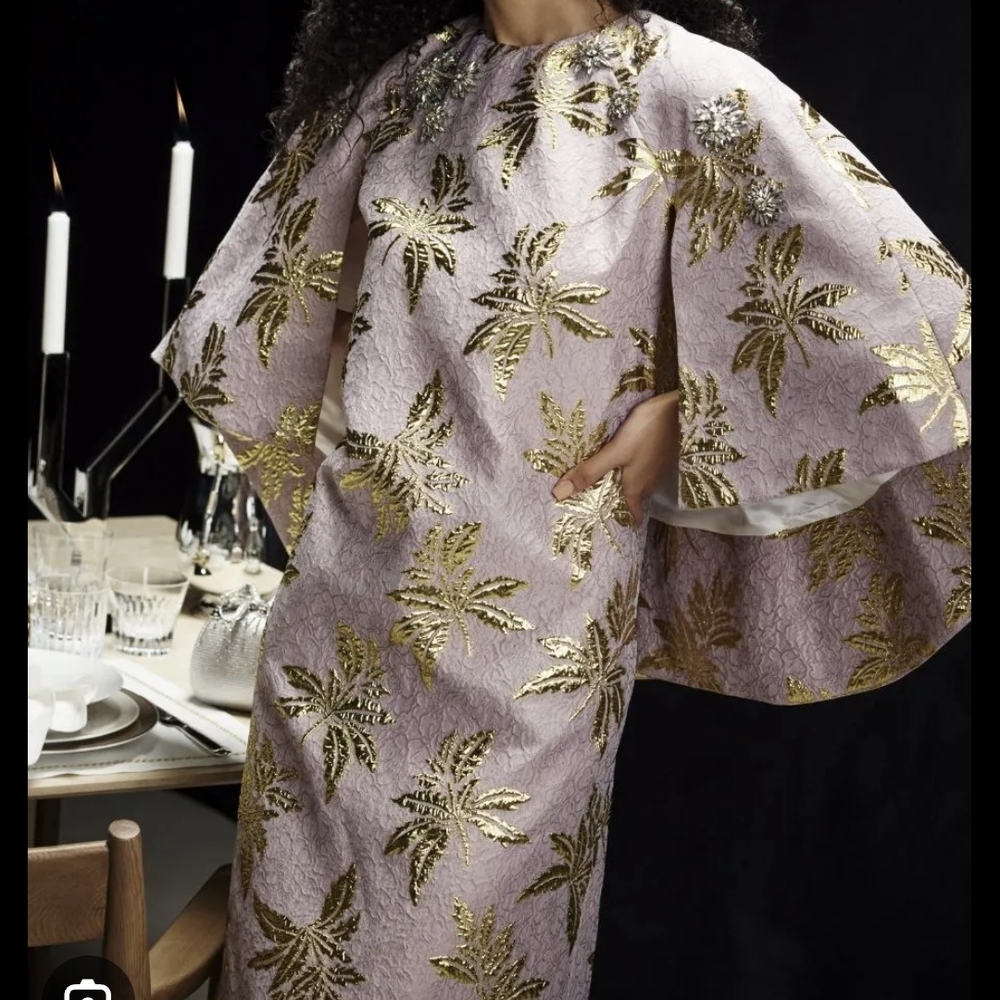 Dice Kayek Light Purple & Gold Brocade Maxi Dress Couture  FR 38 – NWT